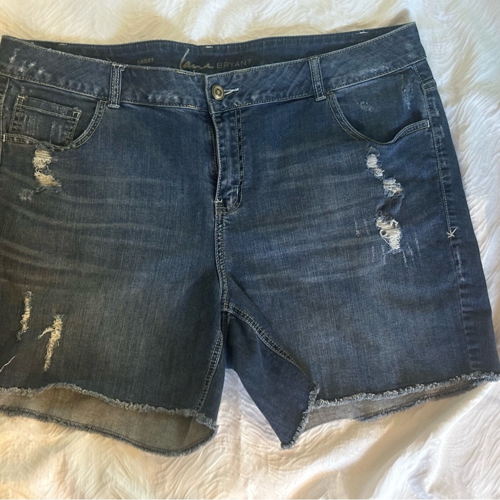 Lane Bryant Blue Distressed Jean Shorts